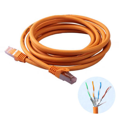 برتقالي بطول 1000 قدم Cat7 600MHz 10gbps Ethernet Cable
